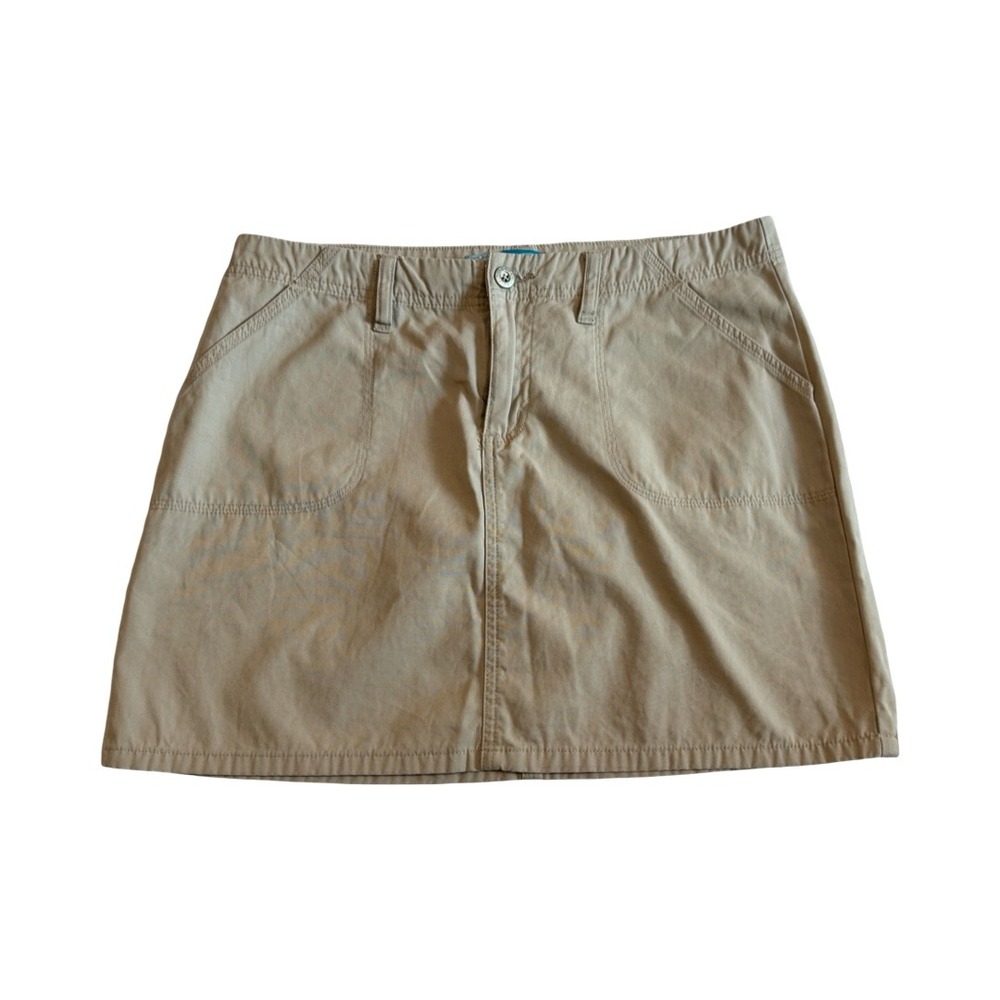 Ocean Pacific OP Khaki Mini Skirt Tan Cotton Blend Cargo Pocket Utility Sz 31W